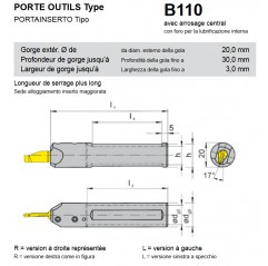PORTE OUTILS HORN TYPE B110 POUR GORGE FRONTALE POUR OUTILS R/LA110...
